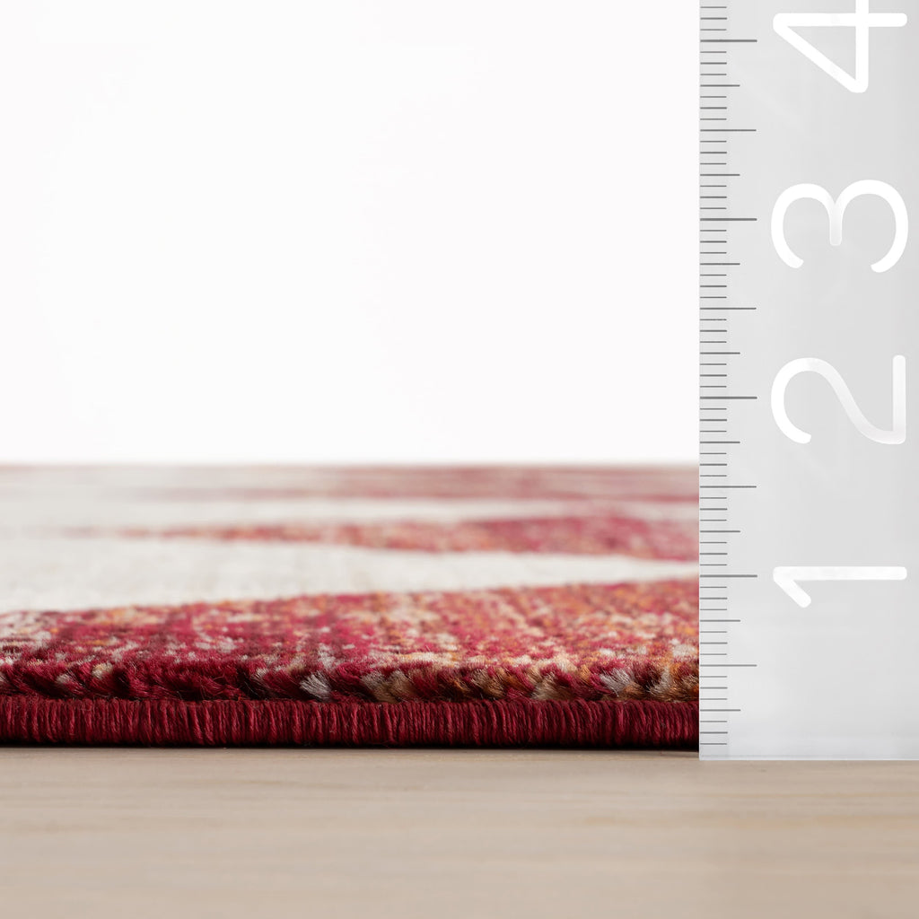 Vanni Checkered Fringed Rug | Red