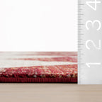 Vanni Checkered Fringed Rug | Red