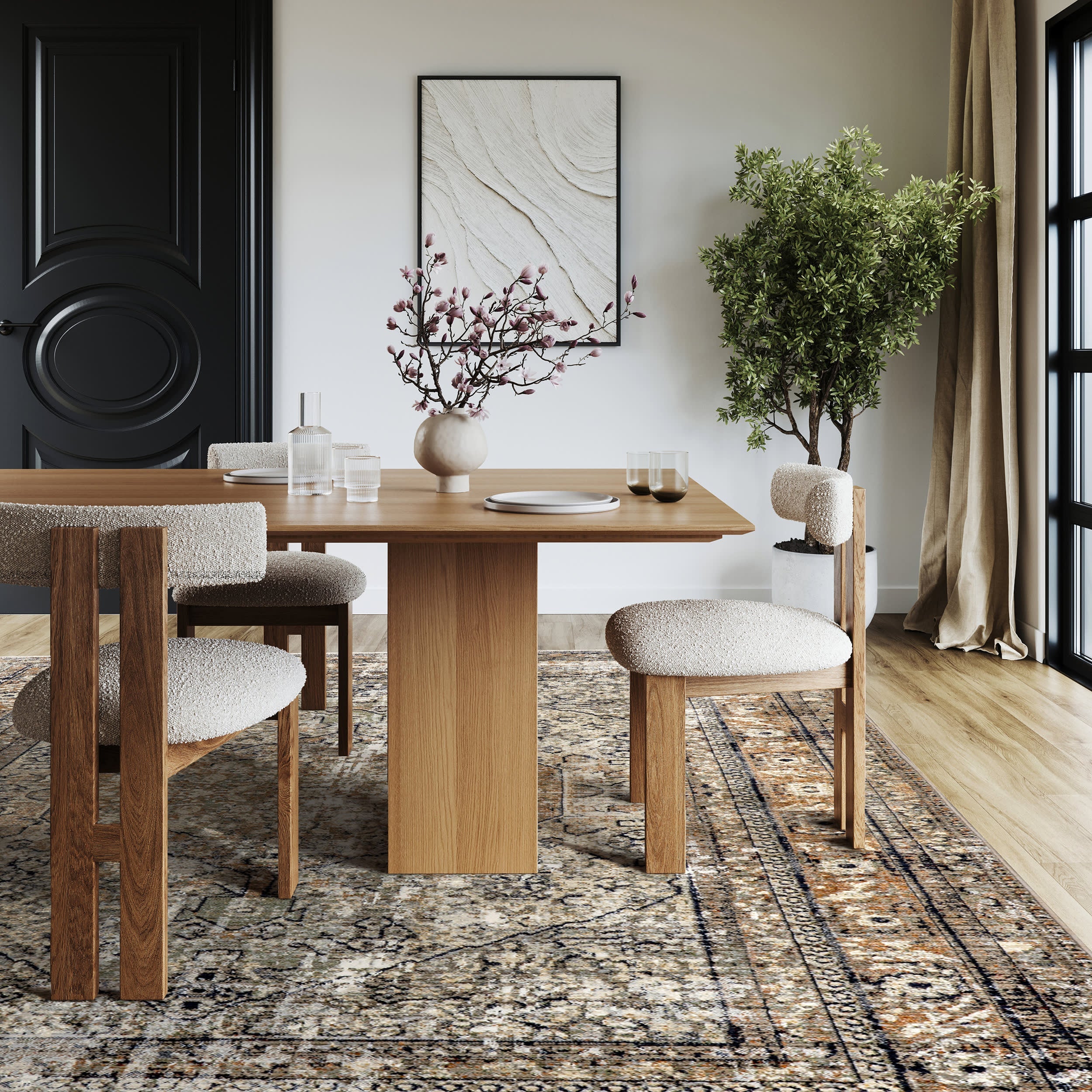 Vintage Medallion Fringe Rug | Beige