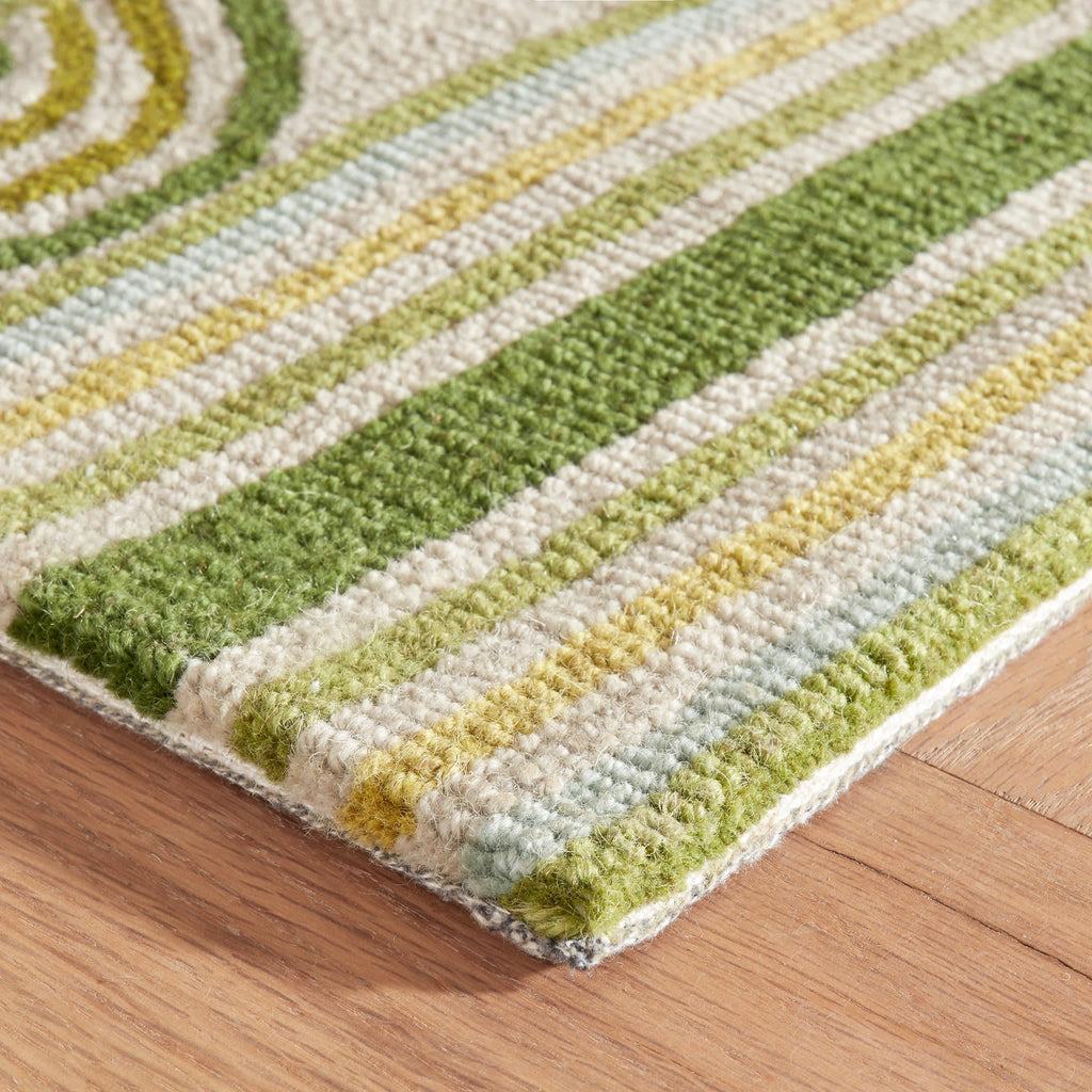 Button Hand Micro Hooked Wool Rug | Olive