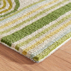 Button Hand Micro Hooked Wool Rug | Olive