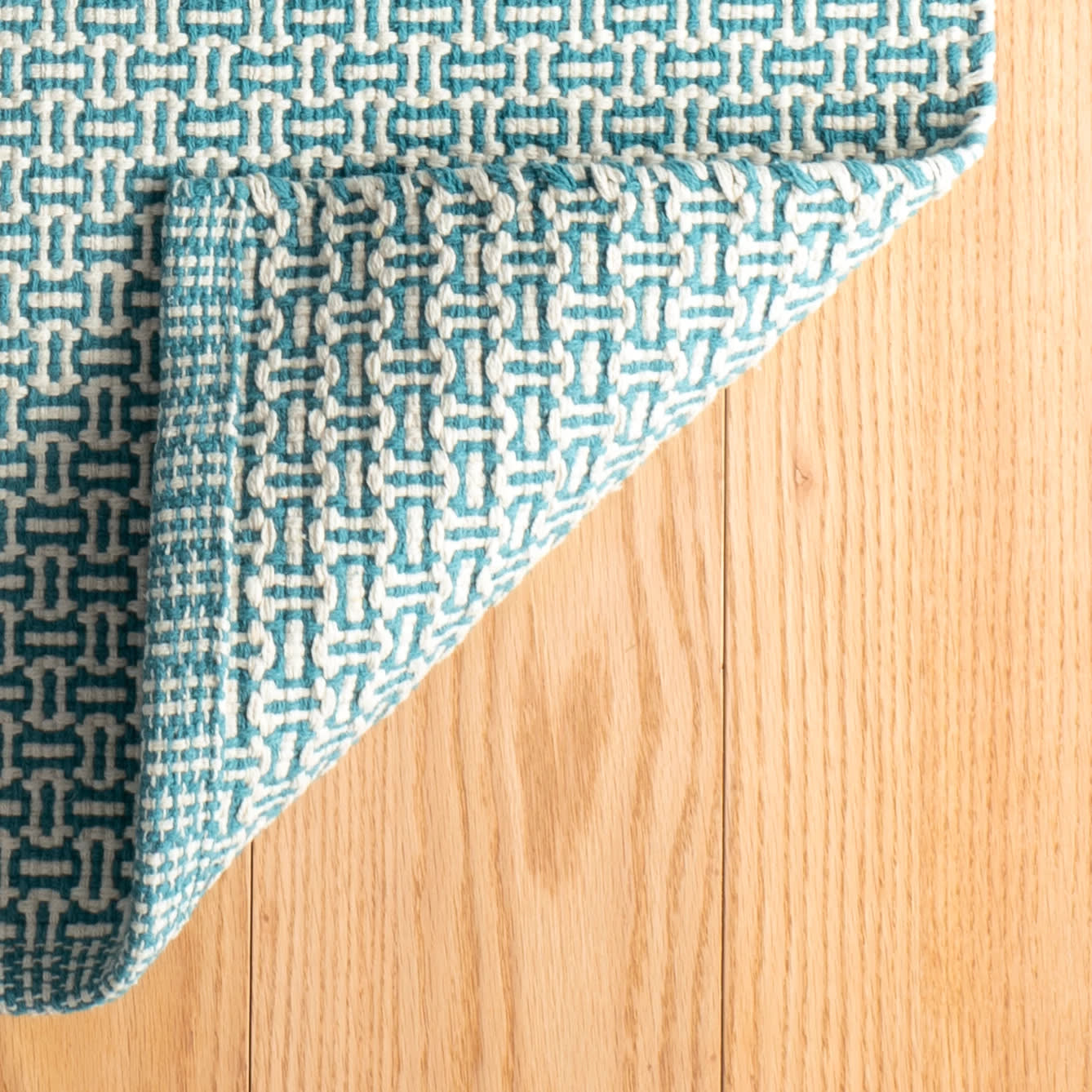 Miss Muffet Handwoven Cotton Rug | Teal