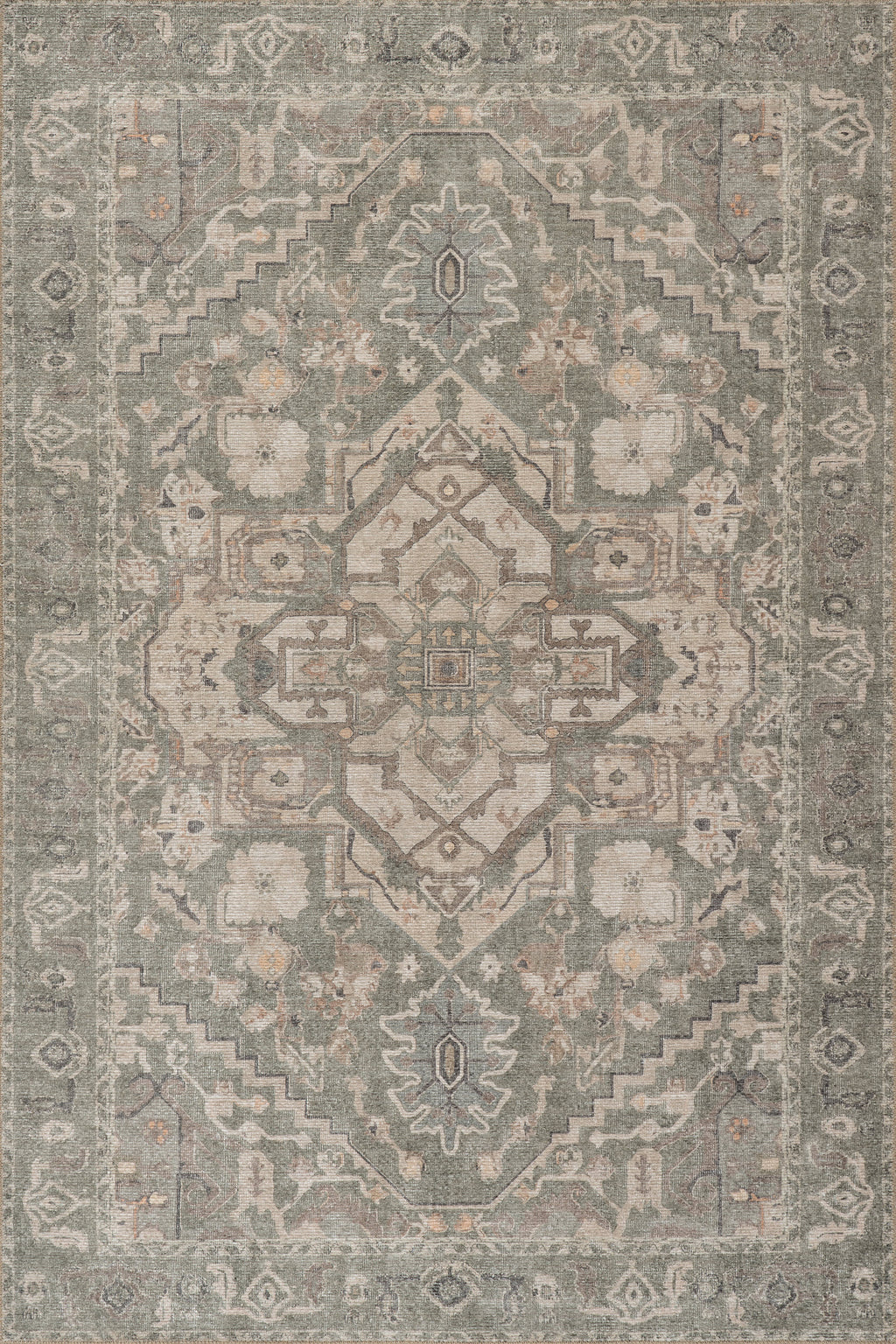 Luda Vintage & Distressed Washable Rug | Sage