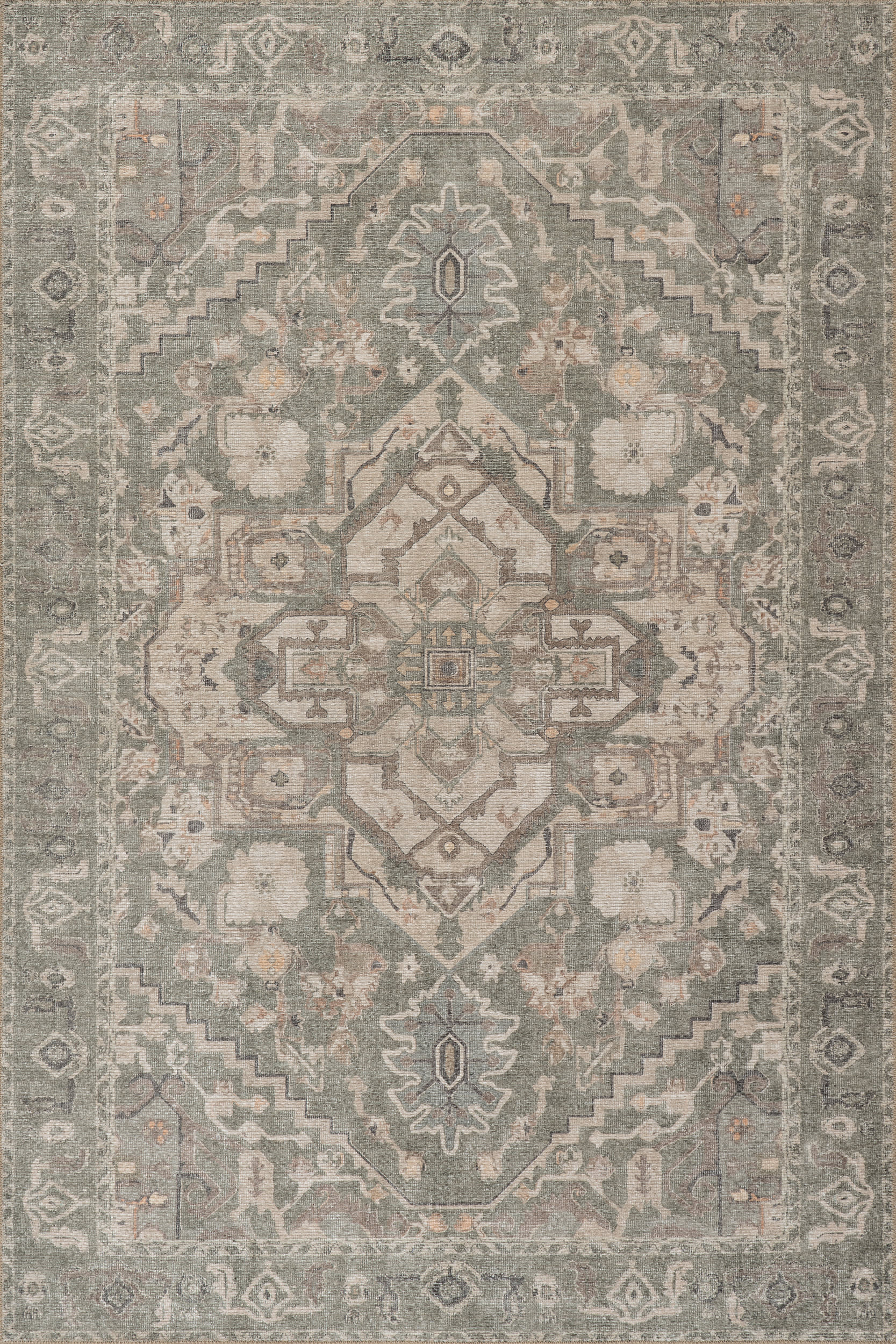 Luda Vintage & Distressed Washable Rug | Sage