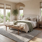 Ivana Checkered Plush Cloud Washable Rug | Silver