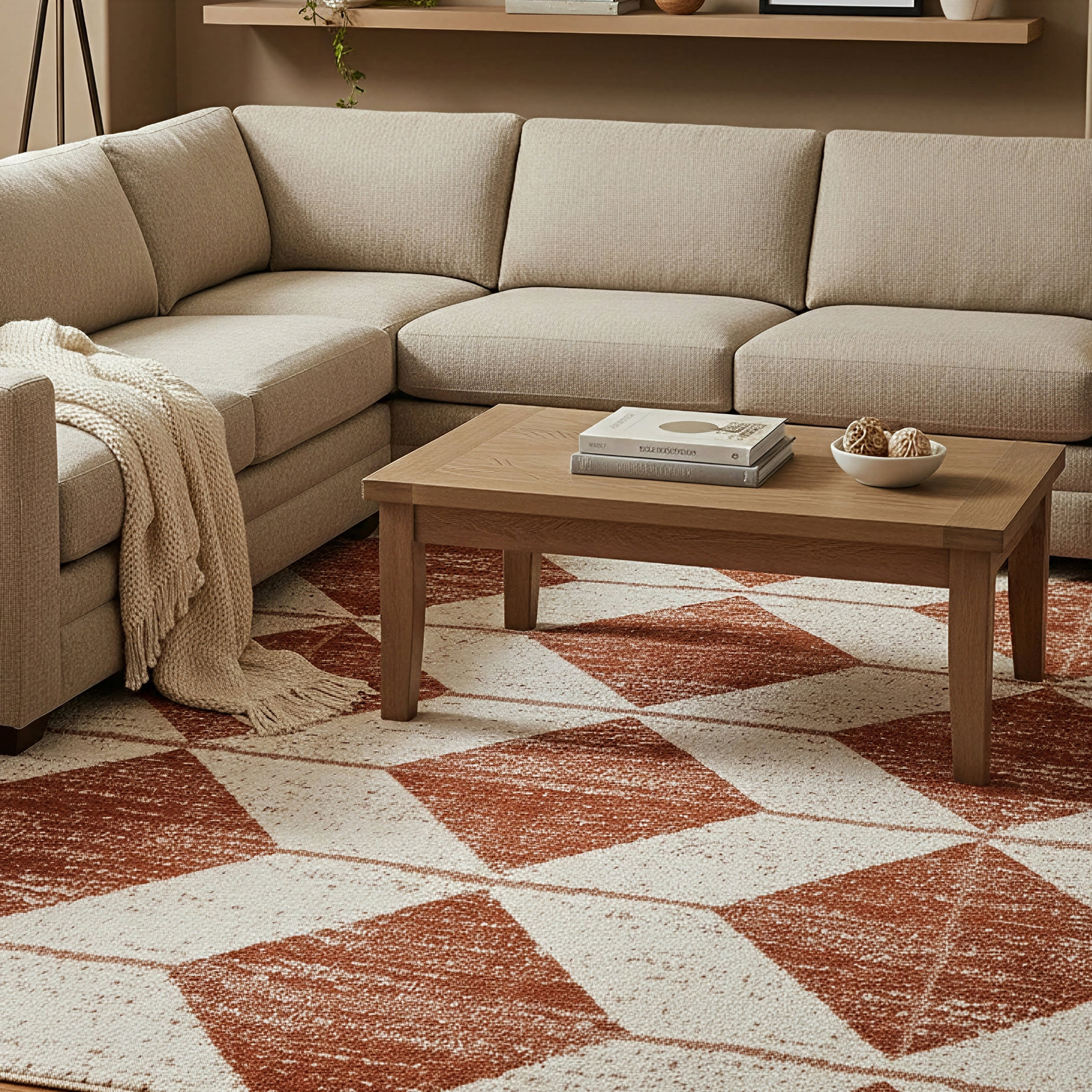 Kaydence Striped Diamonds Rug | Brick Image principale du produit