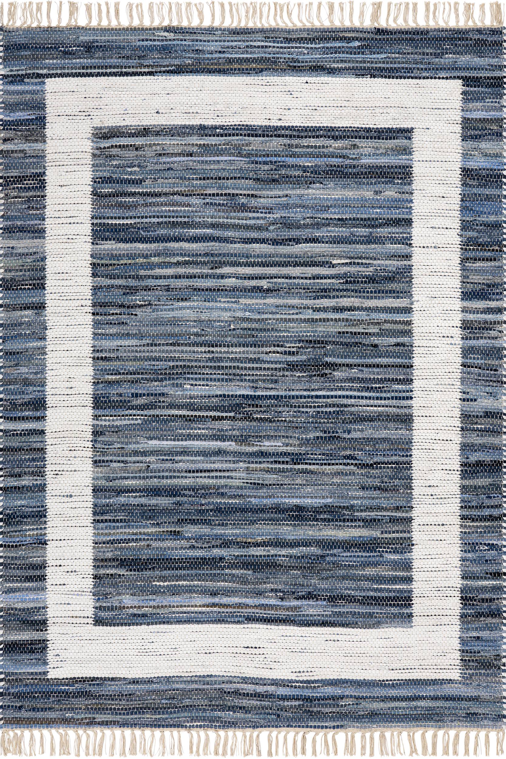 Dymera Denim Bohemian Bordered Rug | Blue Main image