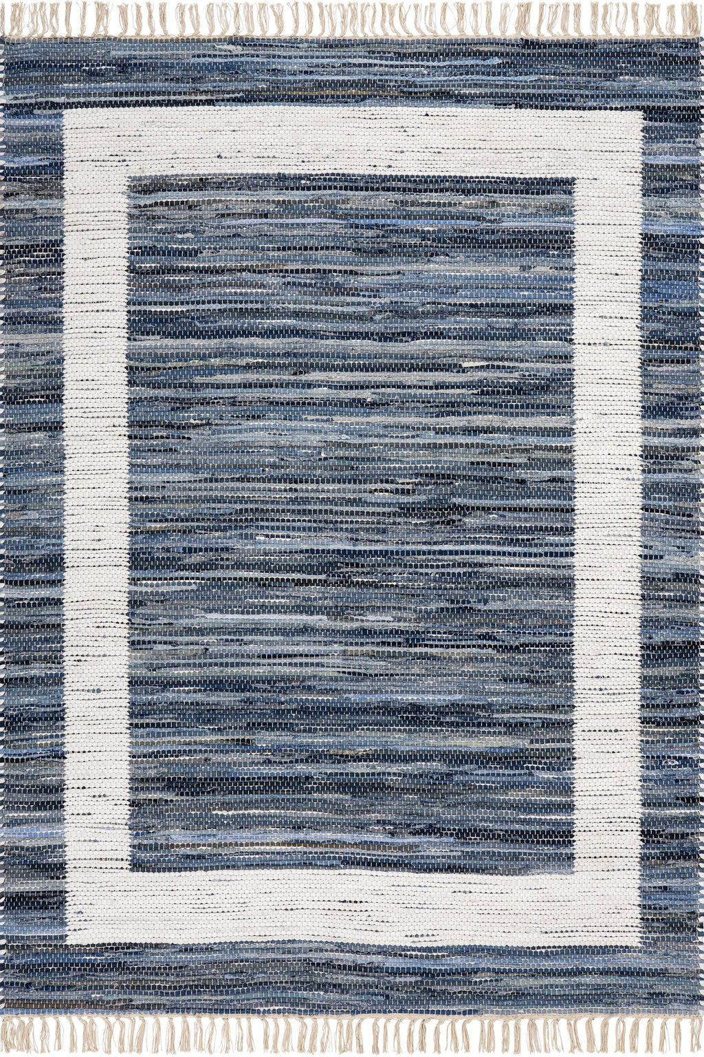 Dymera Denim Bohemian Bordered Rug | Blue
