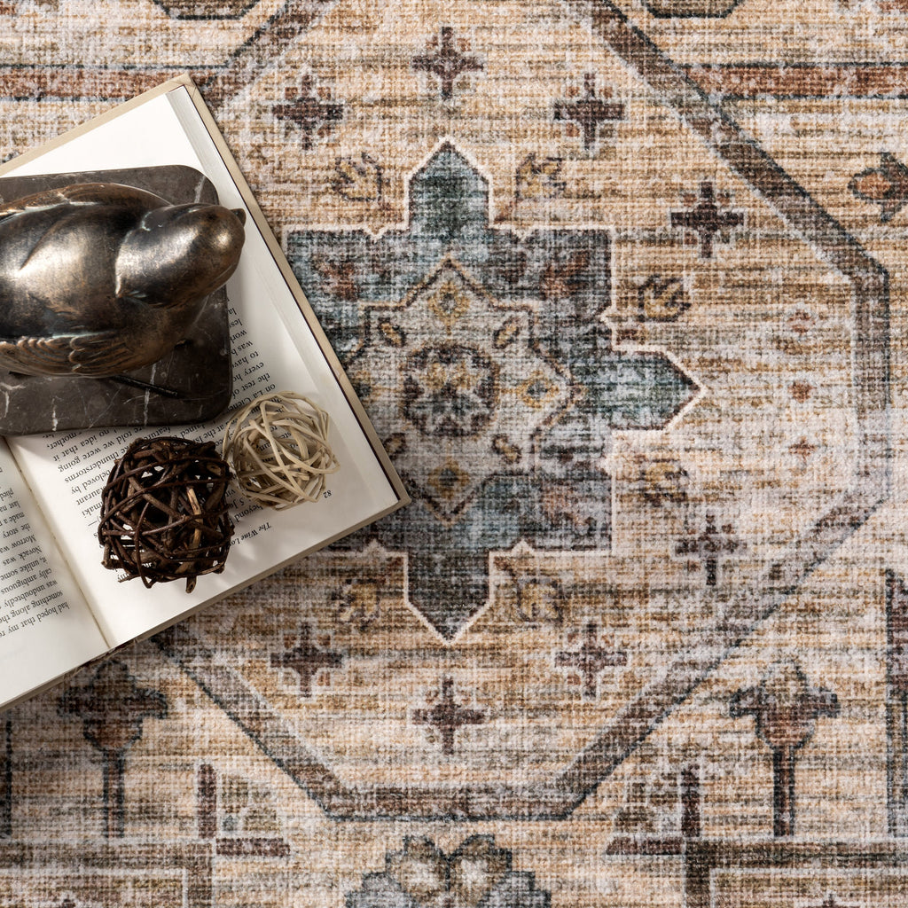 Zella Washable Vintage Rug | Light Brown