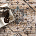 Zella Washable Vintage Rug | Light Brown