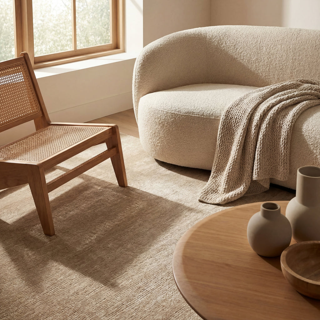 Arrel Speckled Wool-Blend Rug | Fawn