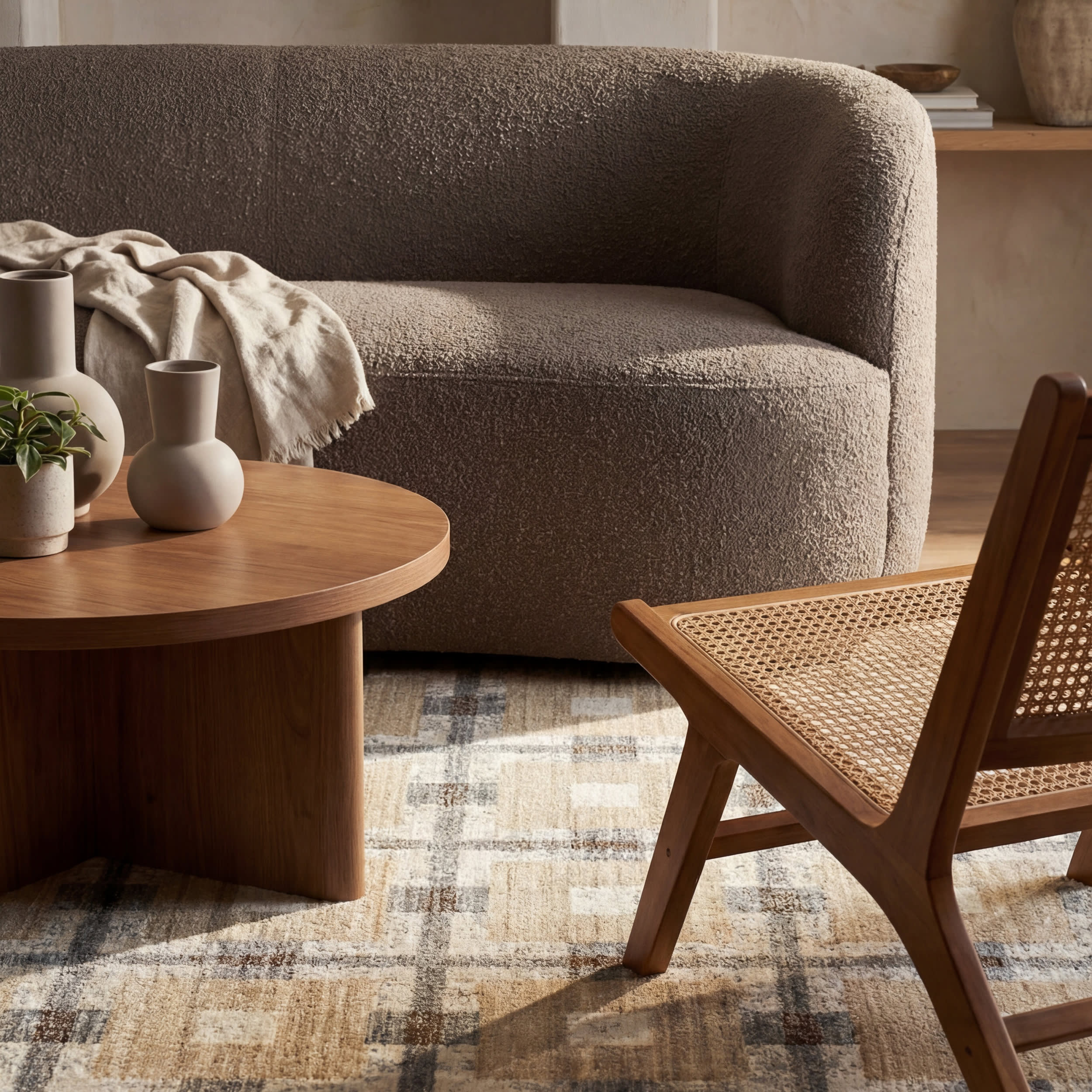 Sorelle Modern Plaid Rug | Beige