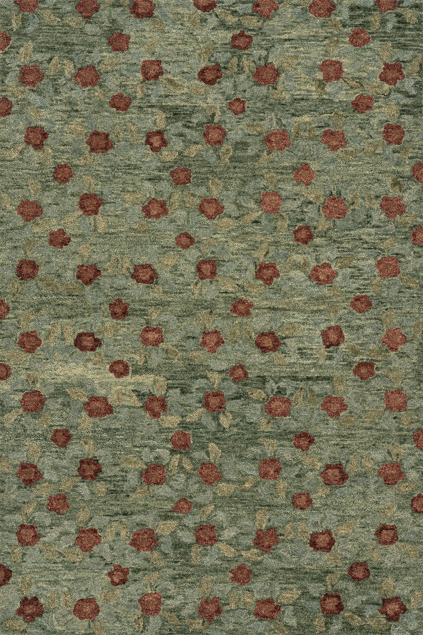 Genevive Modern Floral Wool Rug | Green Image principale du produit