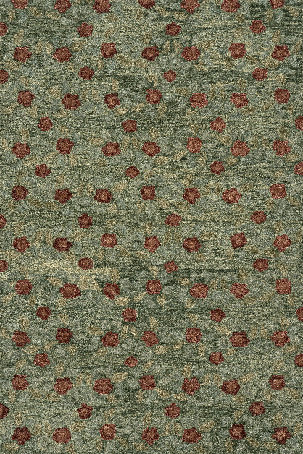 Genevive Modern Floral Wool Rug | Green