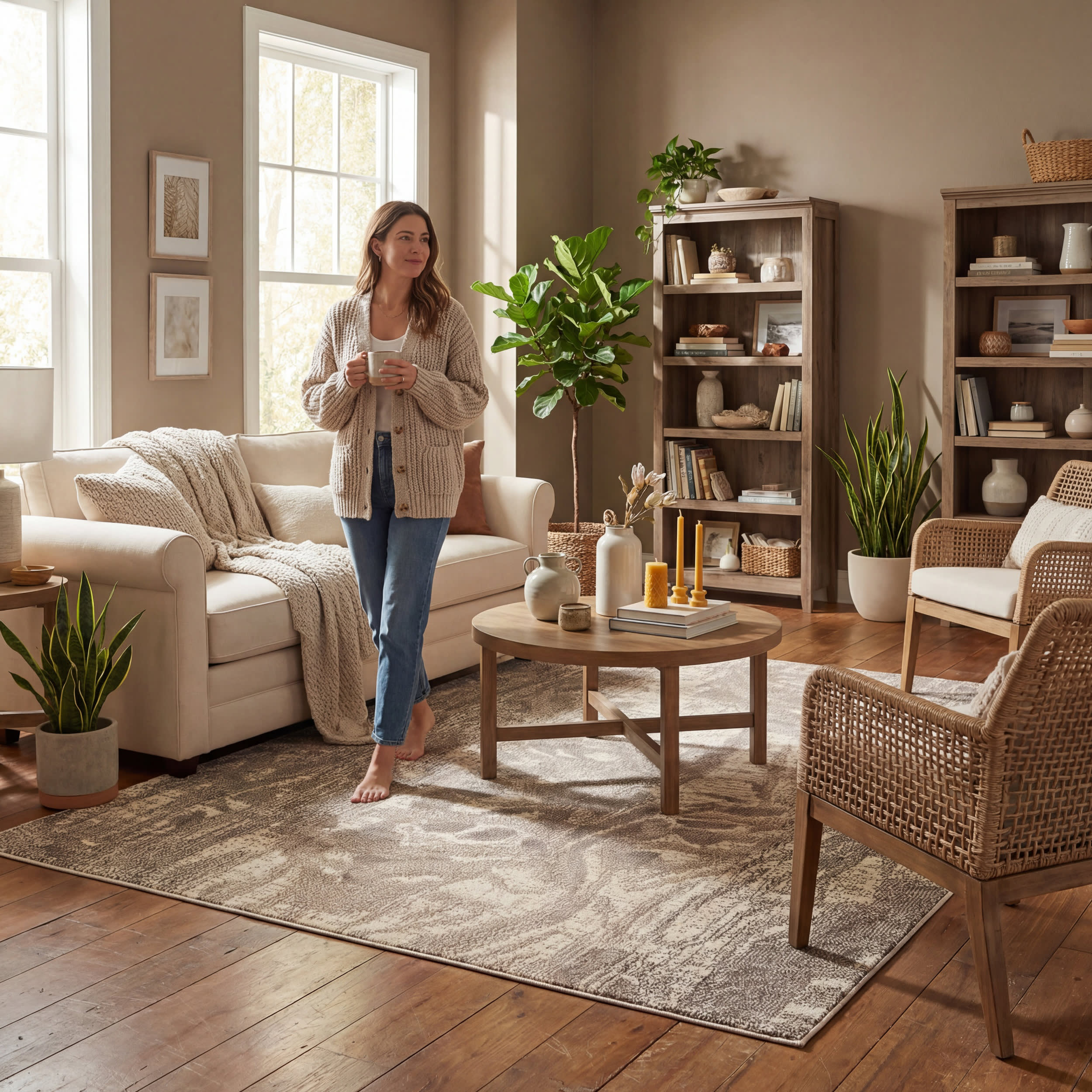 Abstract Floral Rug | Grey