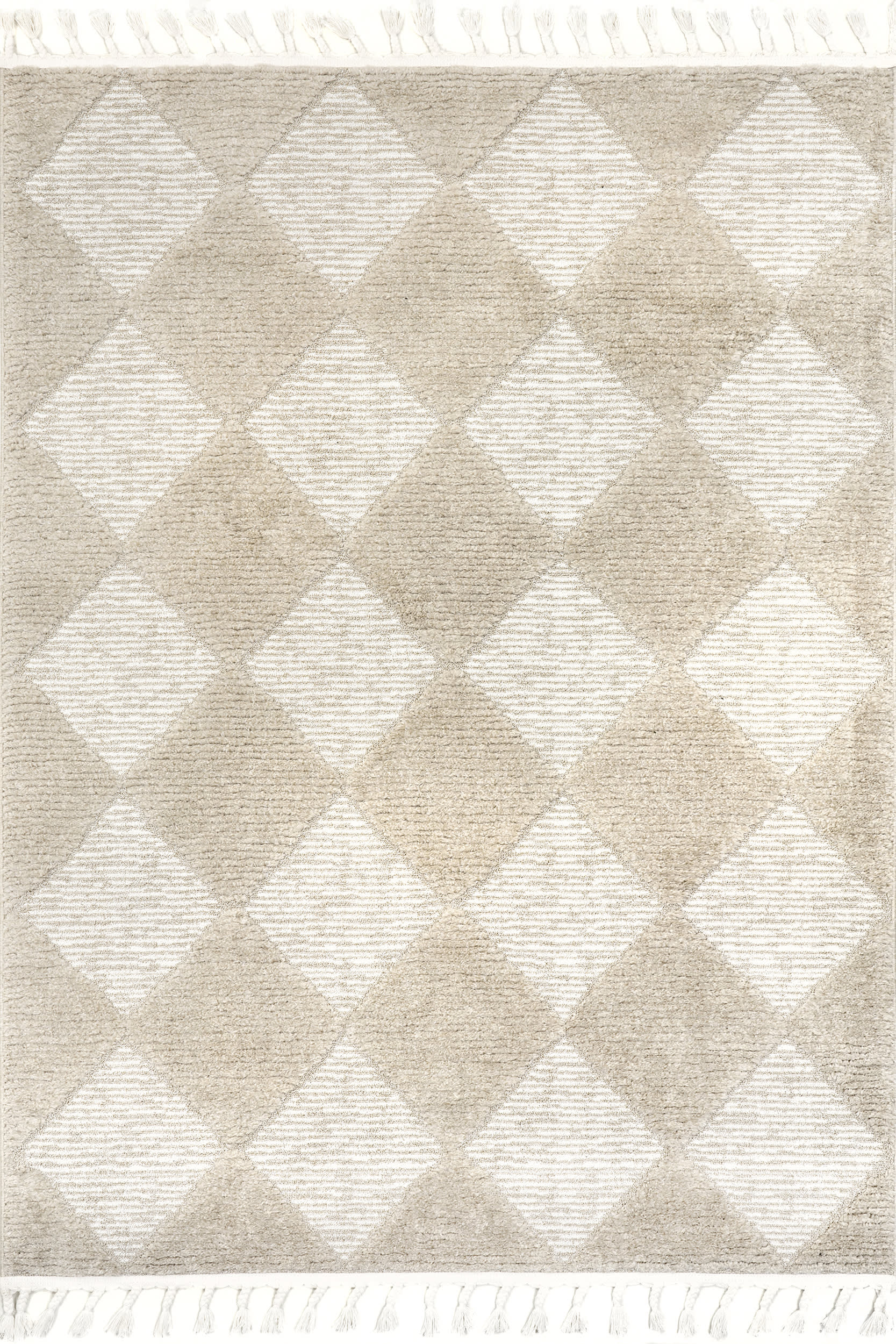 Aylin Diamond Tasseled Rug | Beige Main image