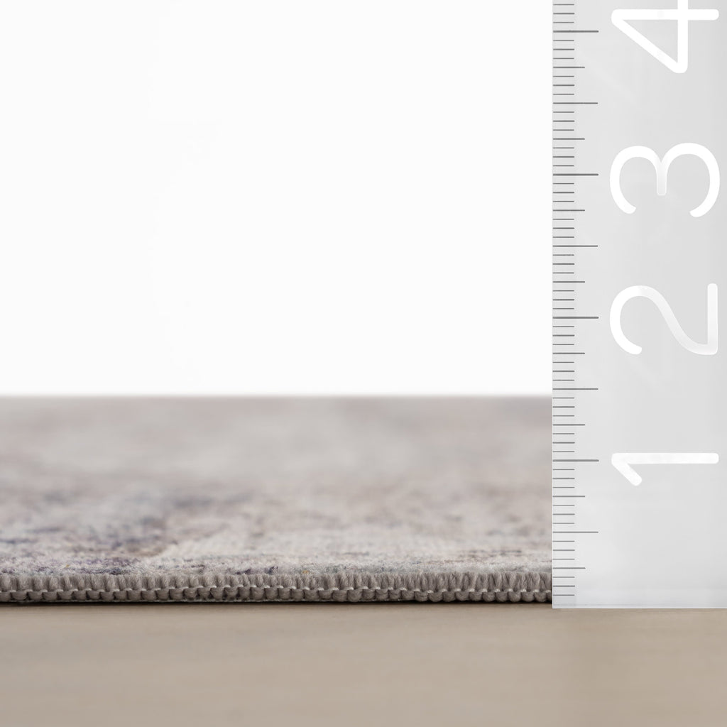 Glacier Abstract Washable Rug | Grey