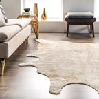 Zahara Faux Cowhide Washable Rug | Off White