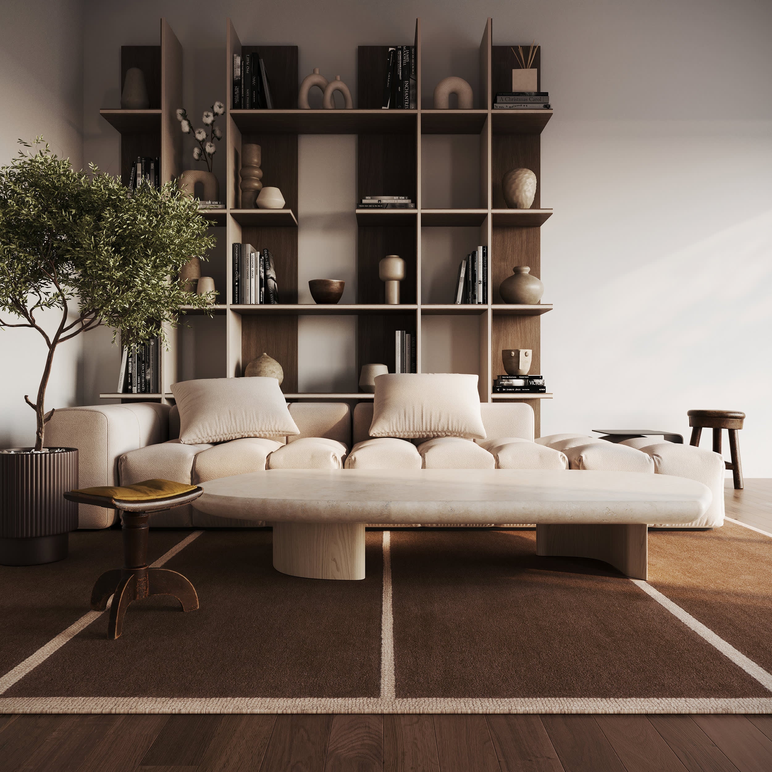 Mira Mid-Century Geometric Rug | Brown