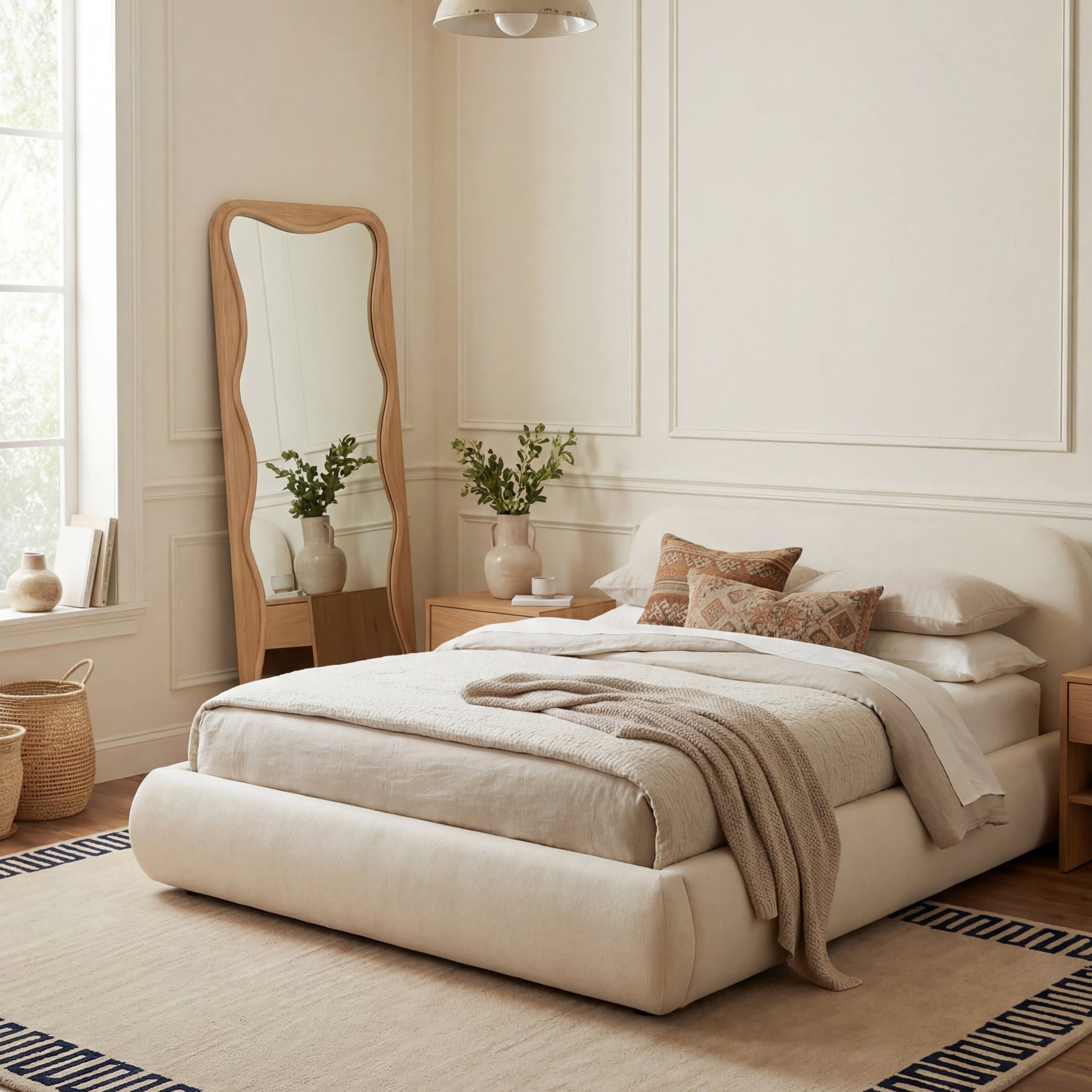 Taya Modern Bordered Rug | Beige