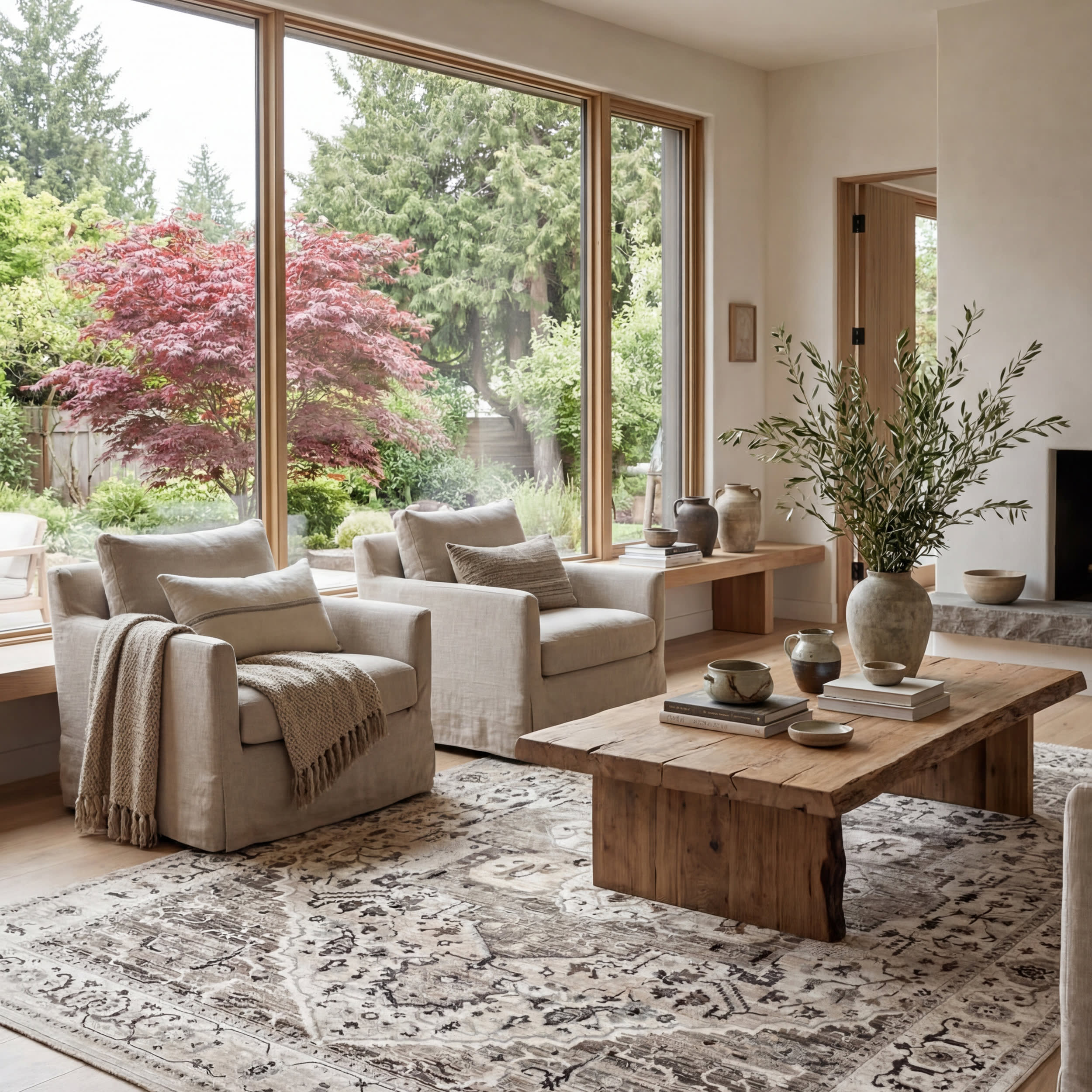 Rosette Medallion Fringed Rug | Beige Secondary image