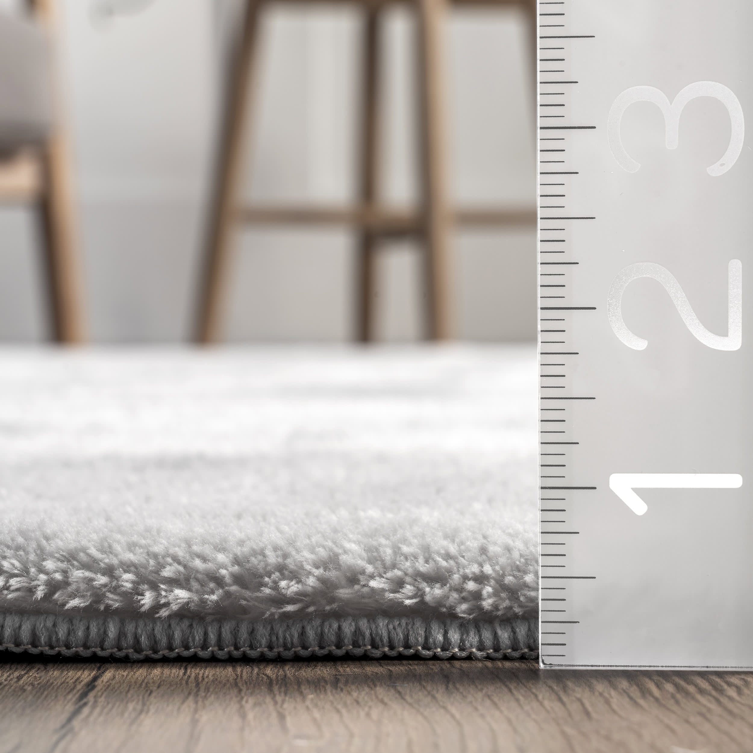 Washable Solid Shag Rug | Light Grey