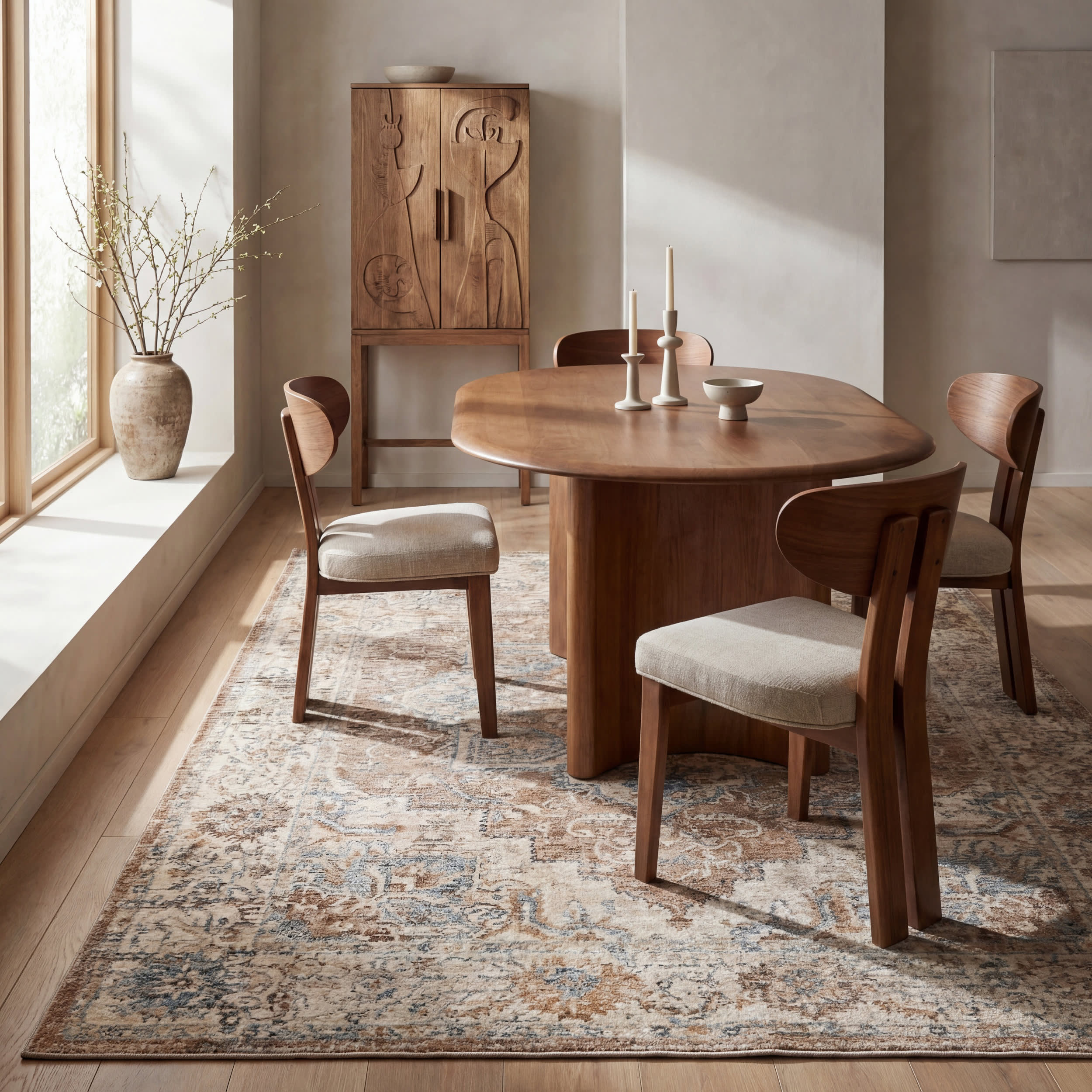 Meilin Traditional Vintage Floral Rug | Brown Image principale du produit