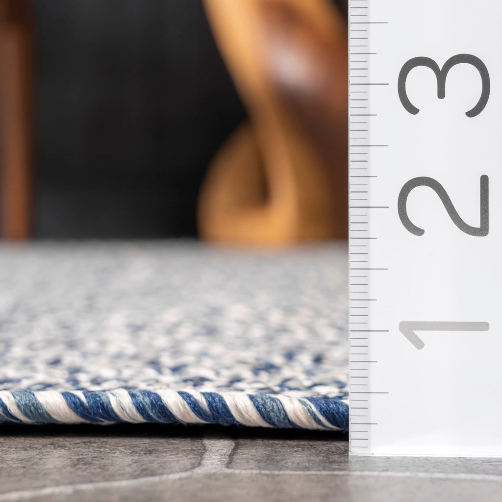 Ashen Braided Tassel Indoor/Outdoor Rug | Blue