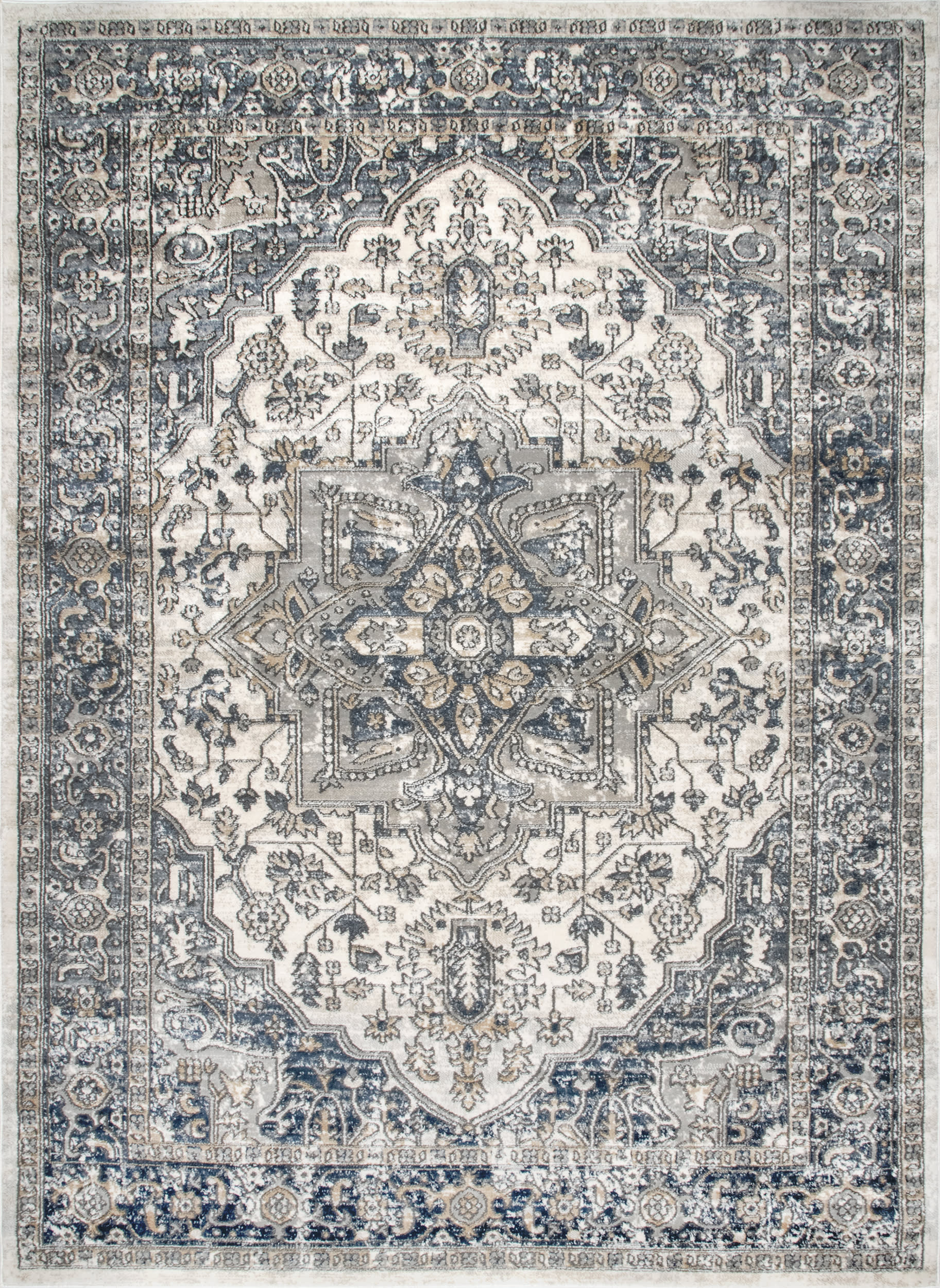 Bordered Medallion Rug | Grey Main image