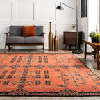 Christine Washable Paneled Rug | Rust
