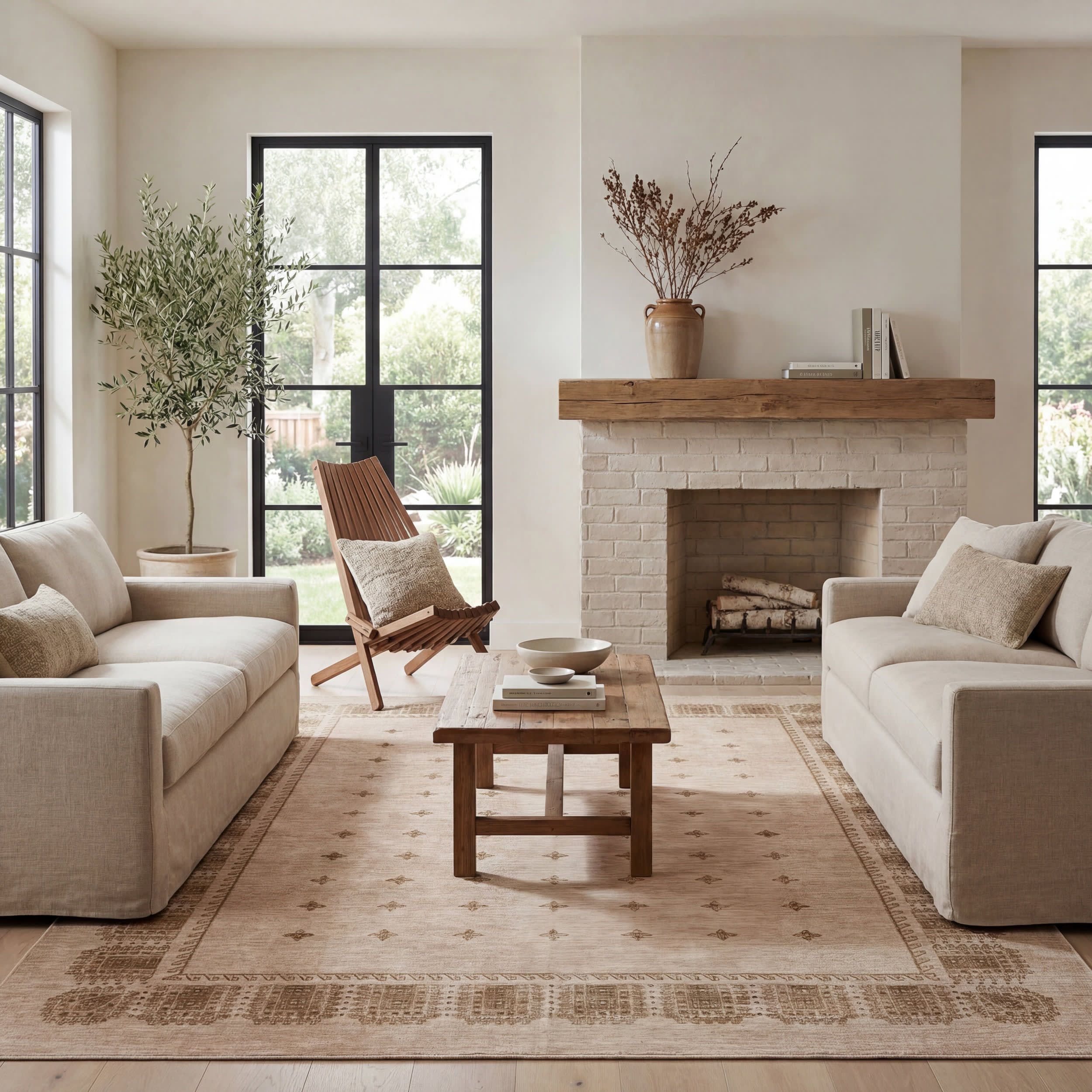 Manvie Traditional Washable Rug | Brown