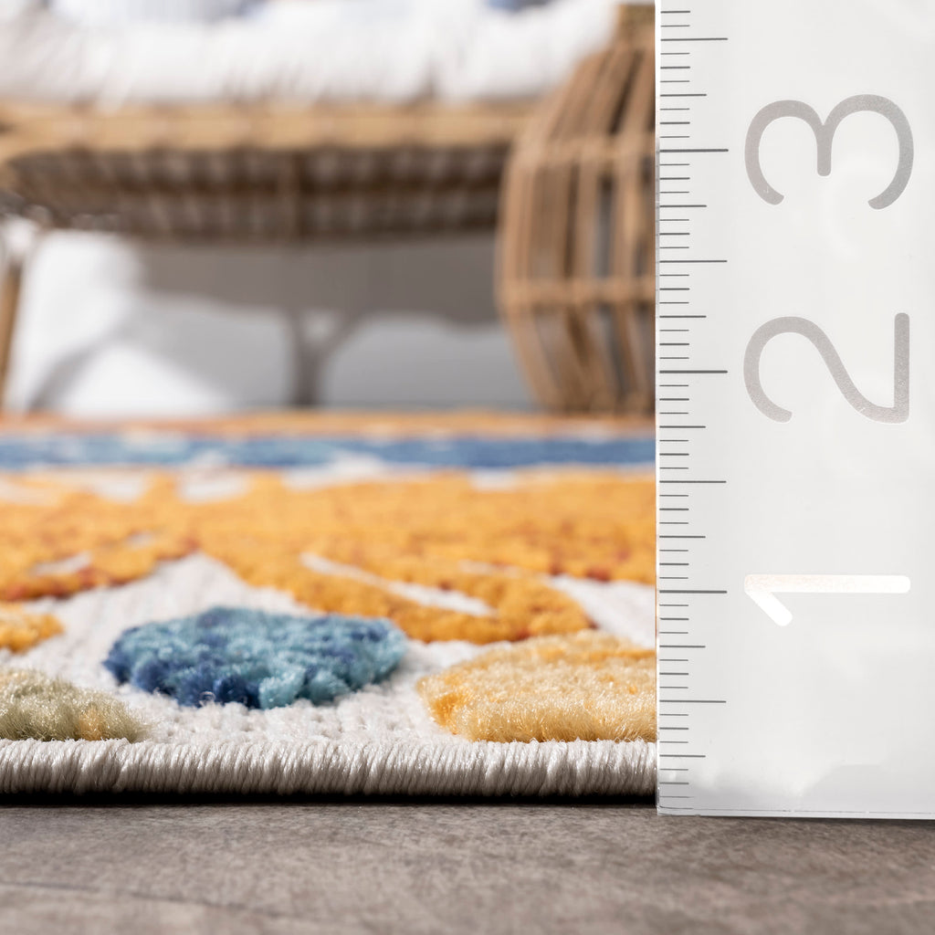 Floral Fireworks Indoor/Outdoor Rug | Blue