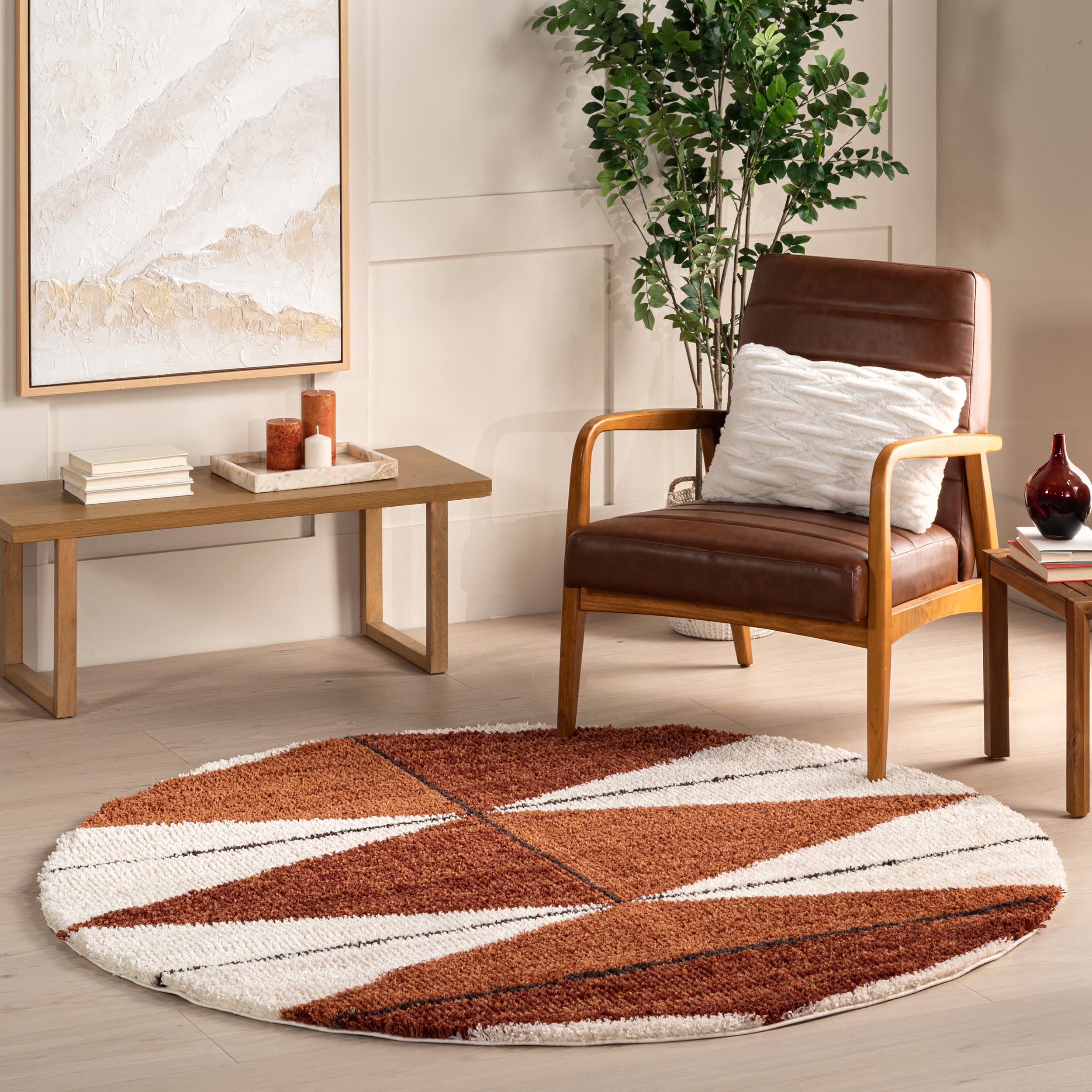 Alexia Diamond Tasseled Rug | Rust Secondary image