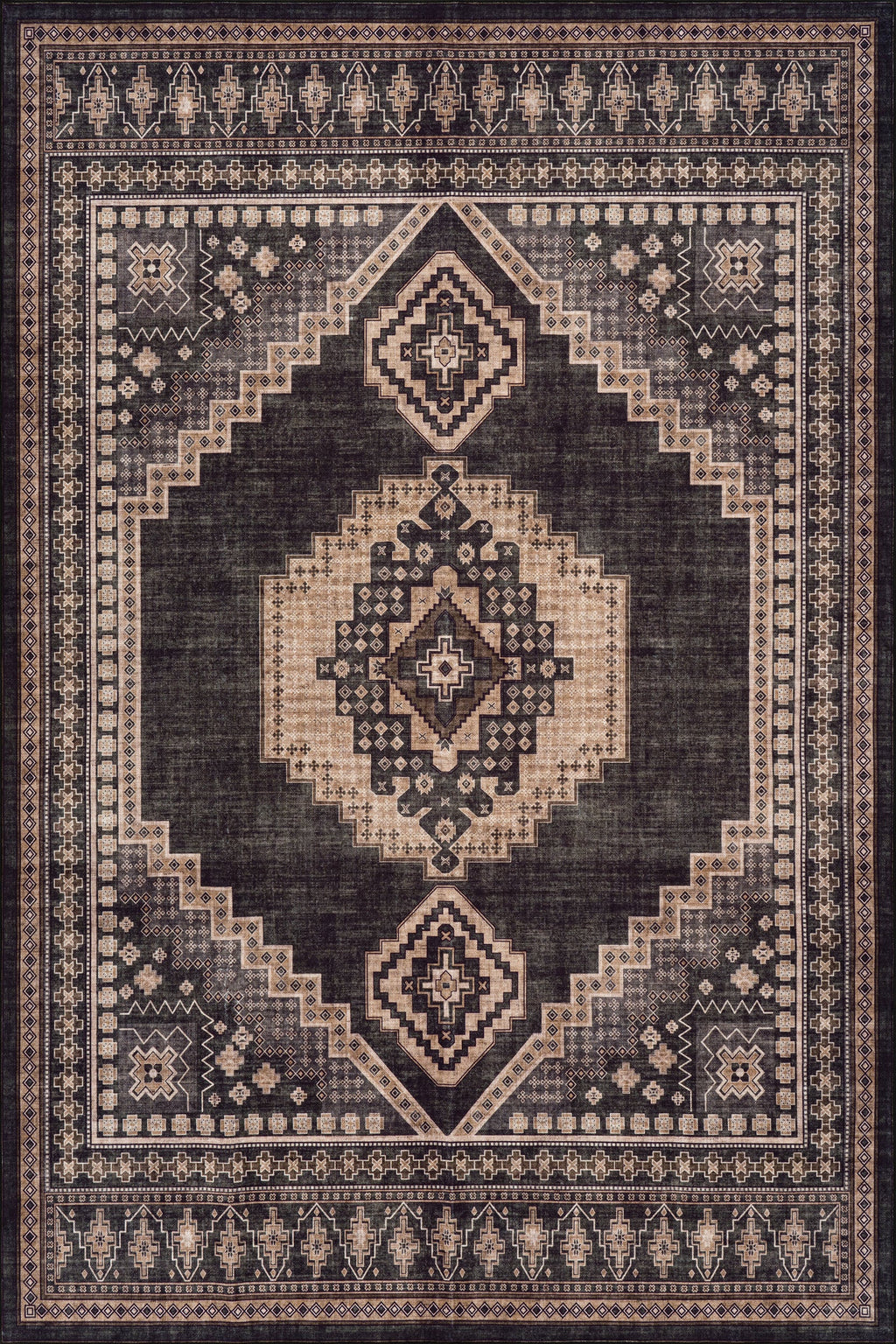 Mev Oriental and Persian Washable Rug | Brown