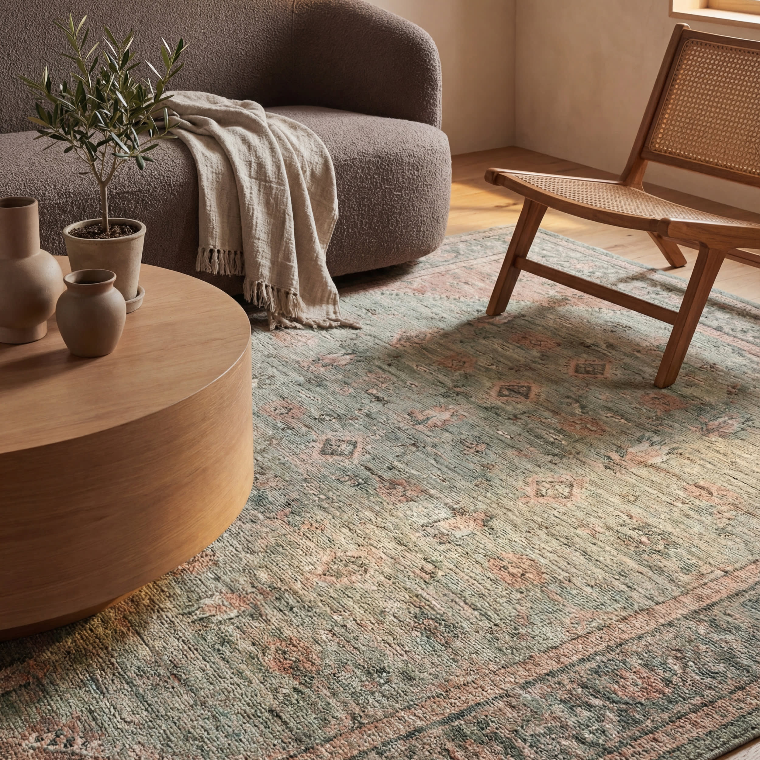 Ankhe Traditional Bordered Rug | Blue