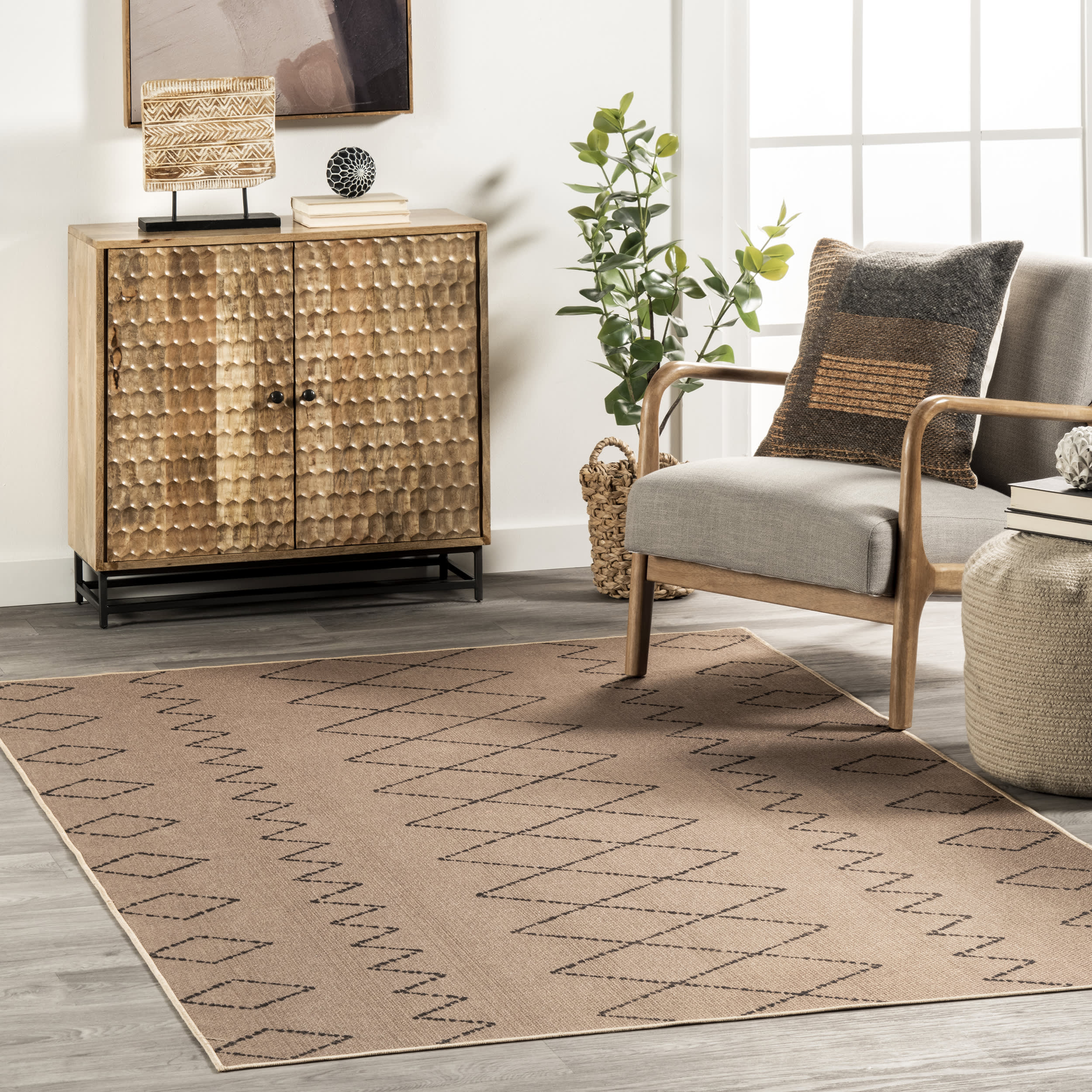 Alexandra Easy-Jute Washable Zig Zag Rug | Natural