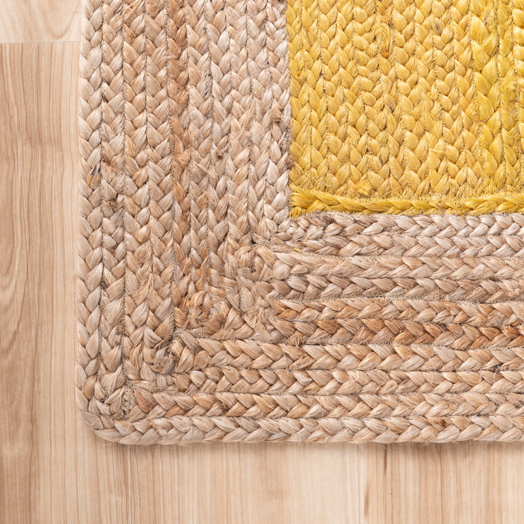 Jute Simple Border Rug | Yellow