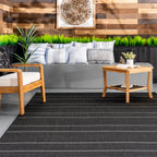 Venetian Pinstripes Indoor/Outdoor Rug | Black