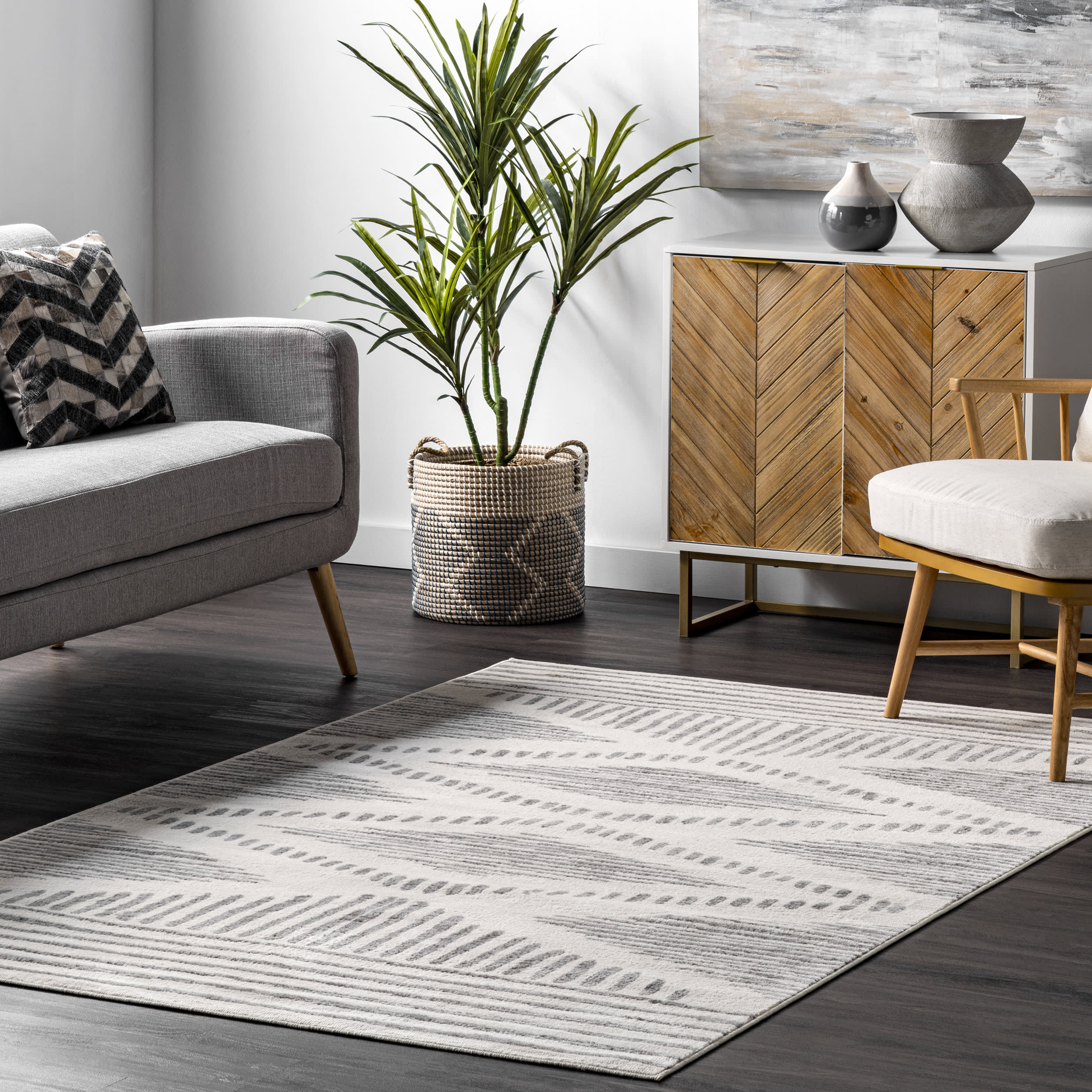 Striped Hourglass Rug | Light Grey Secondary image