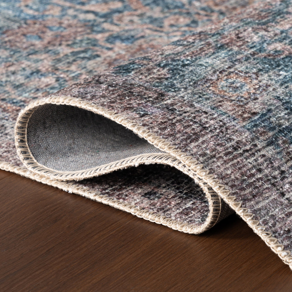 Ethellie Vintage & Distressed Washable Rug | Blue