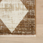 Vanni Checkered Fringed Rug | Tan