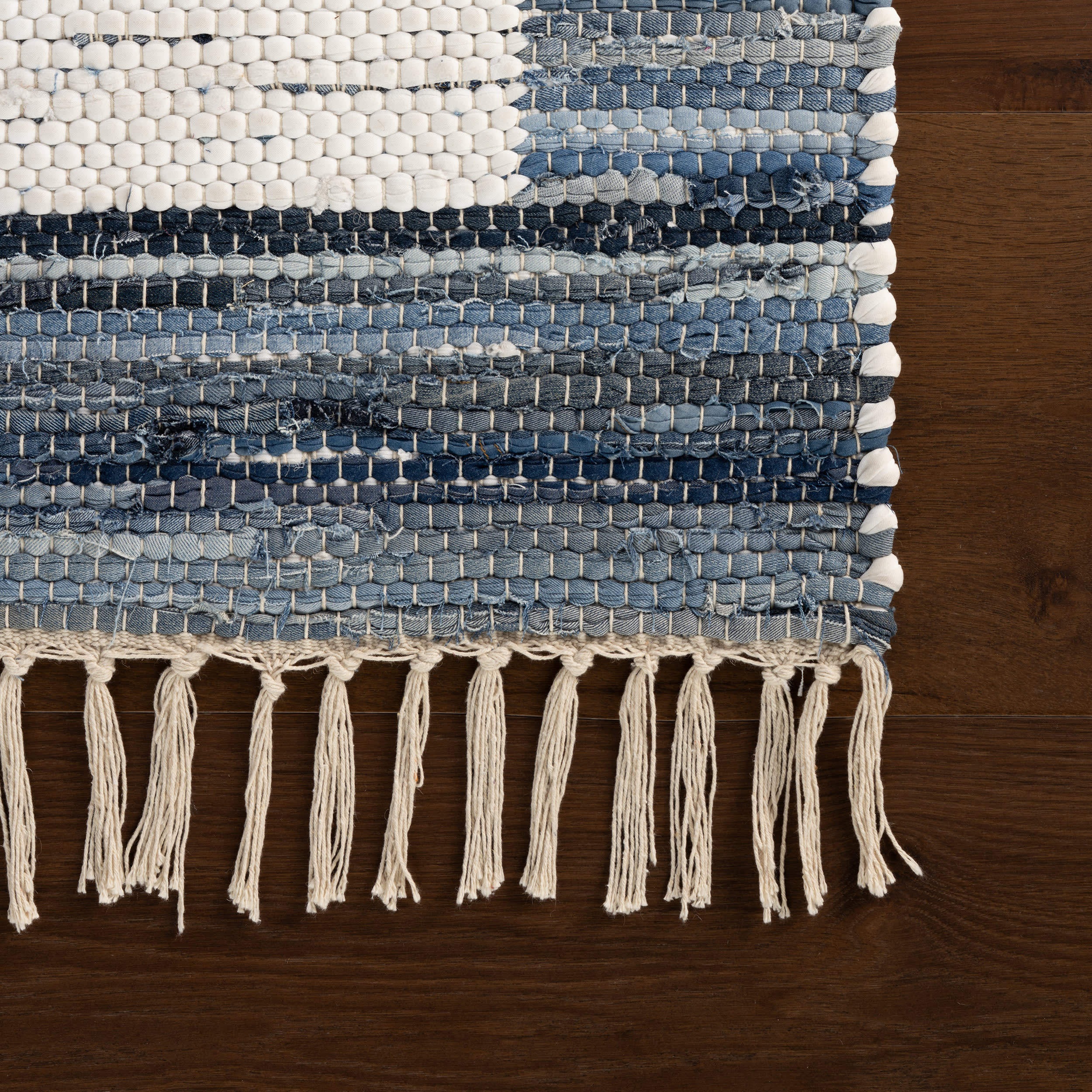 Dymera Denim Bohemian Bordered Rug | Blue