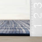Denim Plaid Machine Washable Rug | Blue