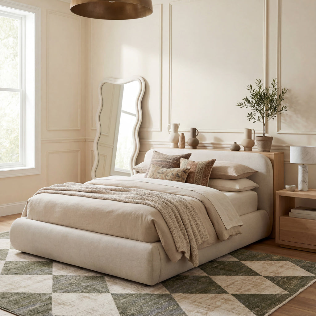 Vanni Checkered Fringed Rug | Green