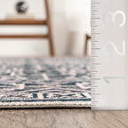 Tinsley Bordered Linework Washable Rug | Navy