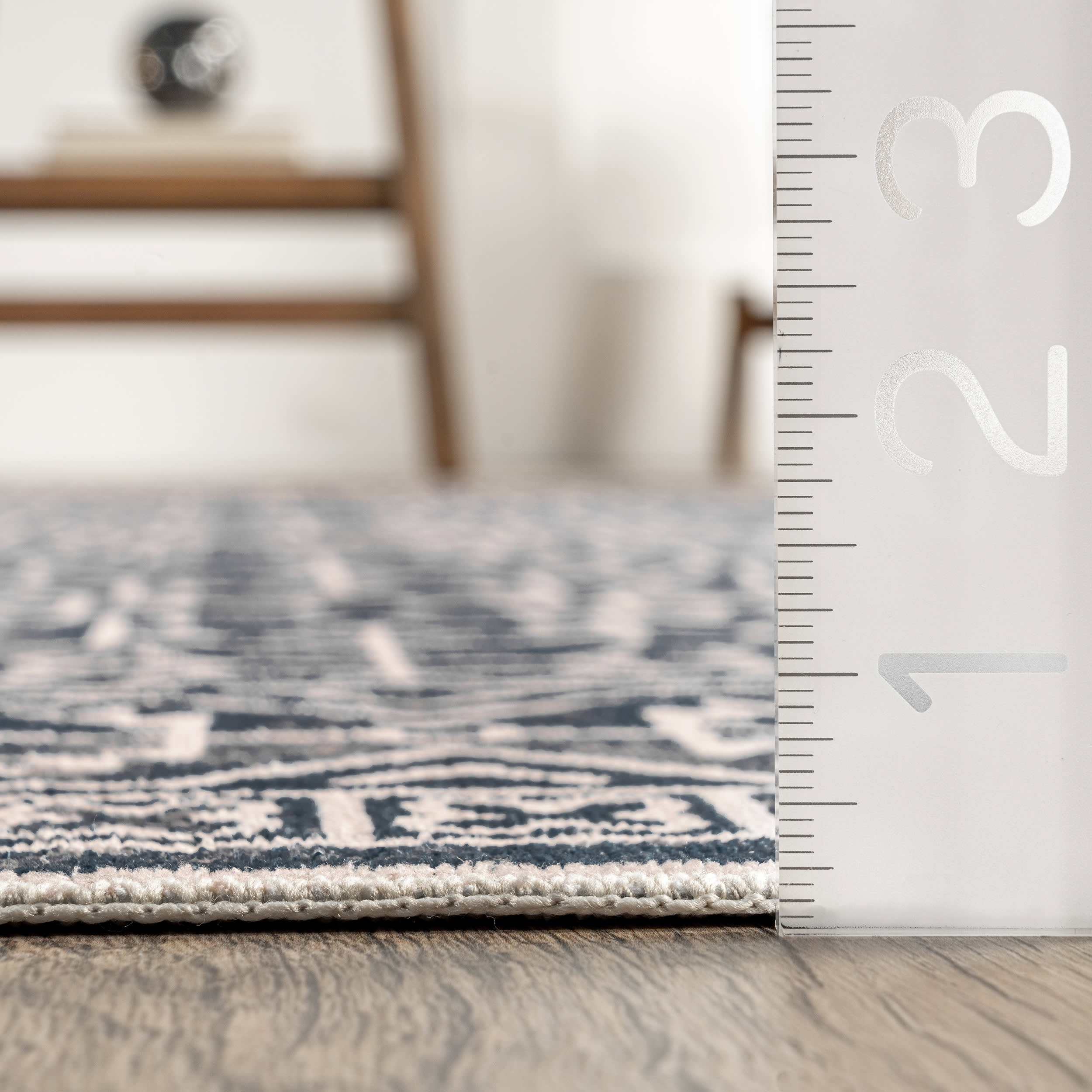 Tinsley Bordered Linework Washable Rug | Navy