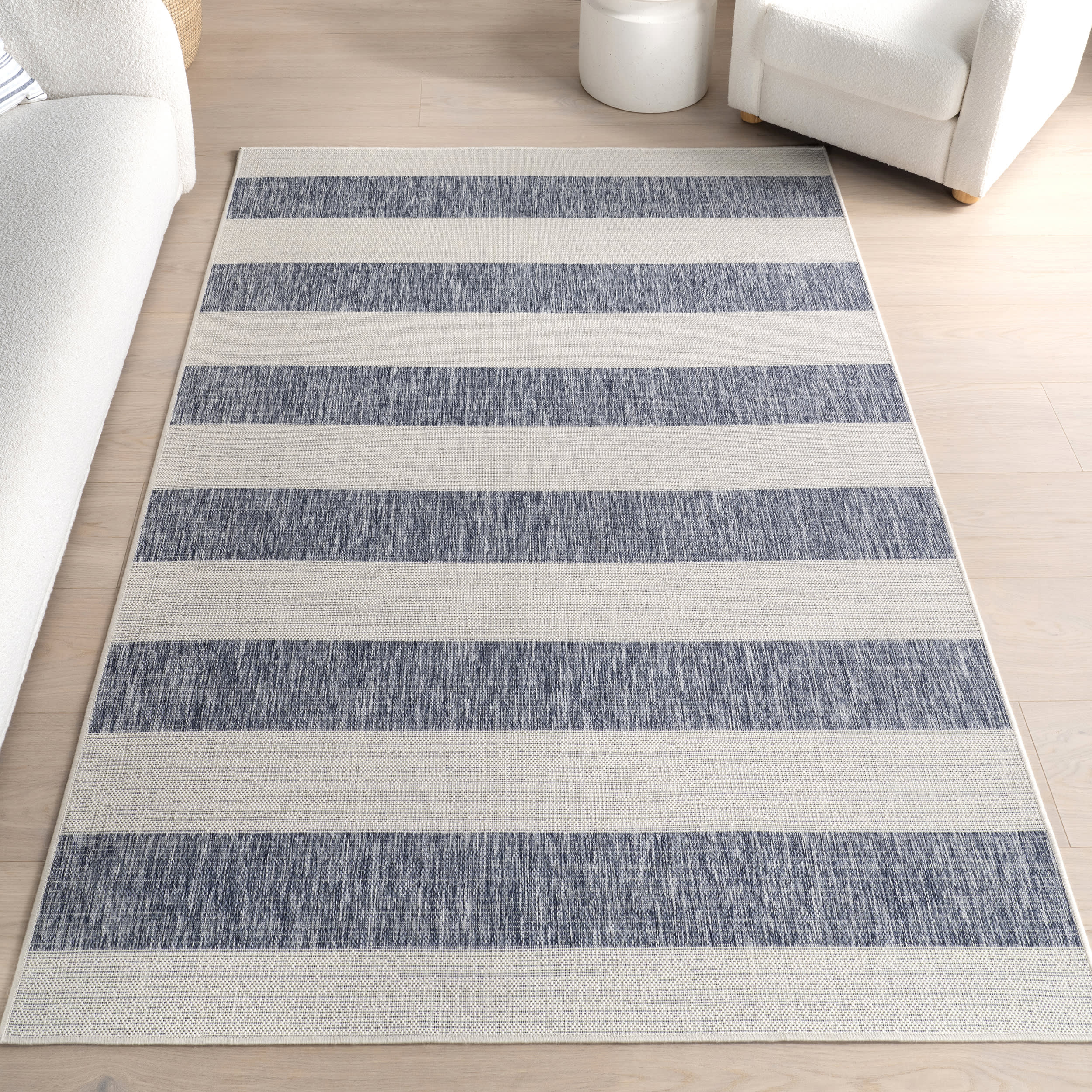 Ariah Wide Stripes Indoor/Outdoor Rug | Blue