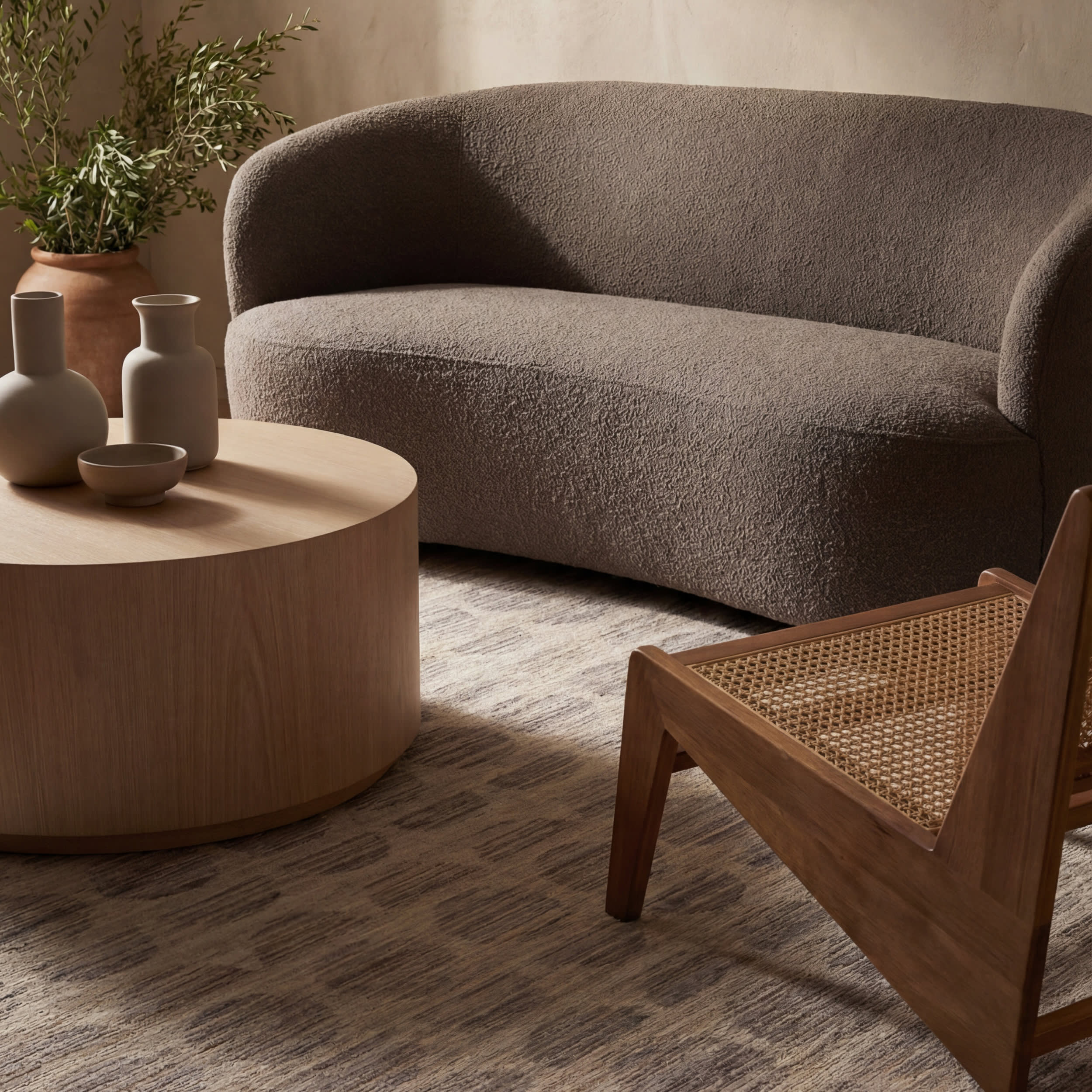 Nouran Modern Geometric Washable Rug | Brown