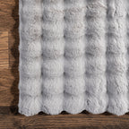 Ivana Checkered Plush Cloud Washable Rug | Silver