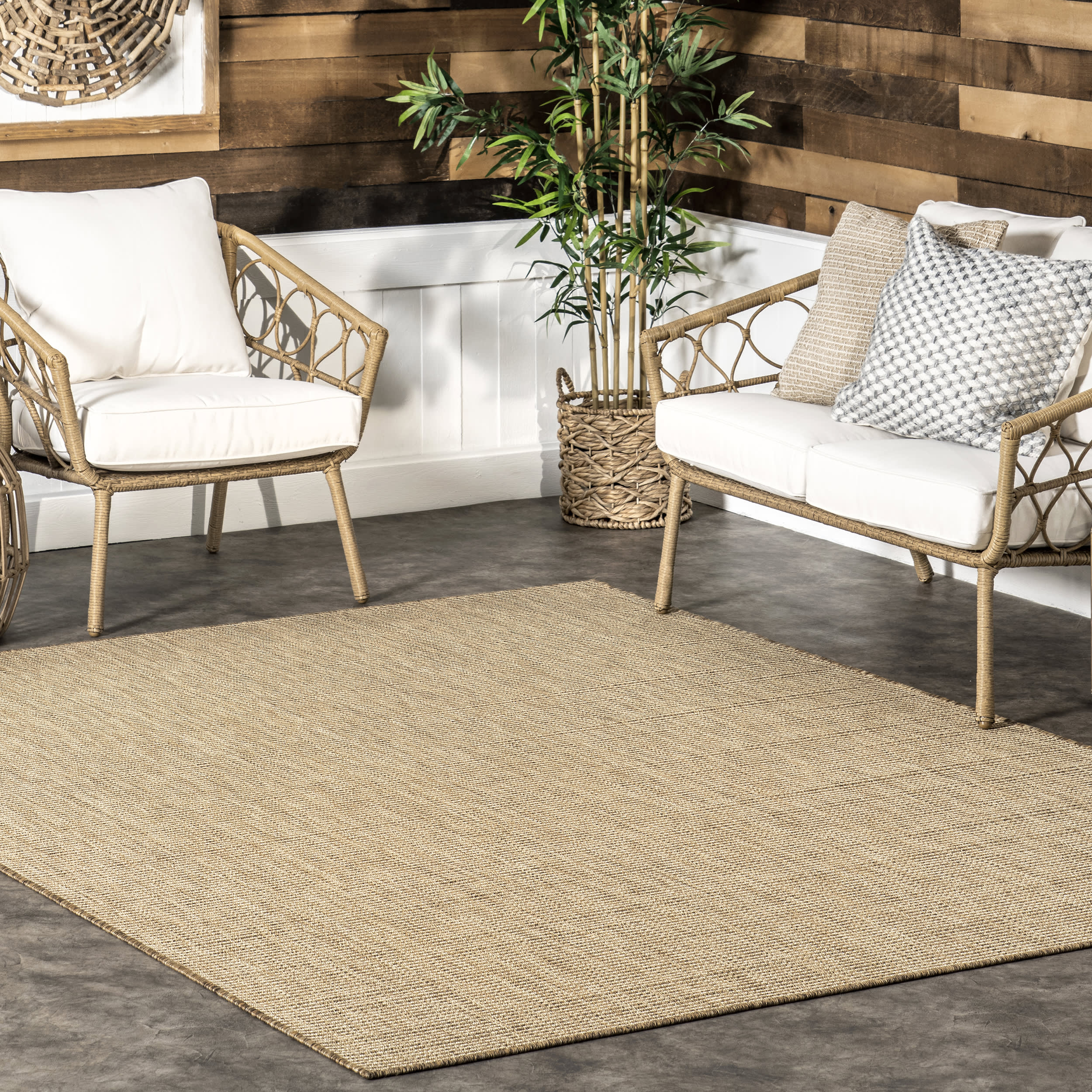 Sandra Solid Faux Jute Indoor/Outdoor Rug | Brown Secondary image
